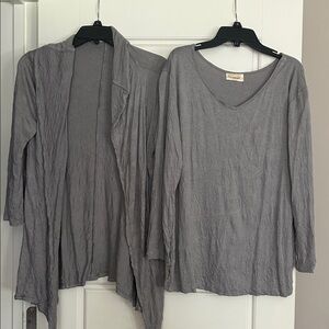 Gray Cardigan and Top Set